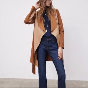 Zara Brown Patchwork Jacket Taupe Coat